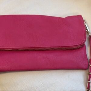 Pink Leather Clutch Bag